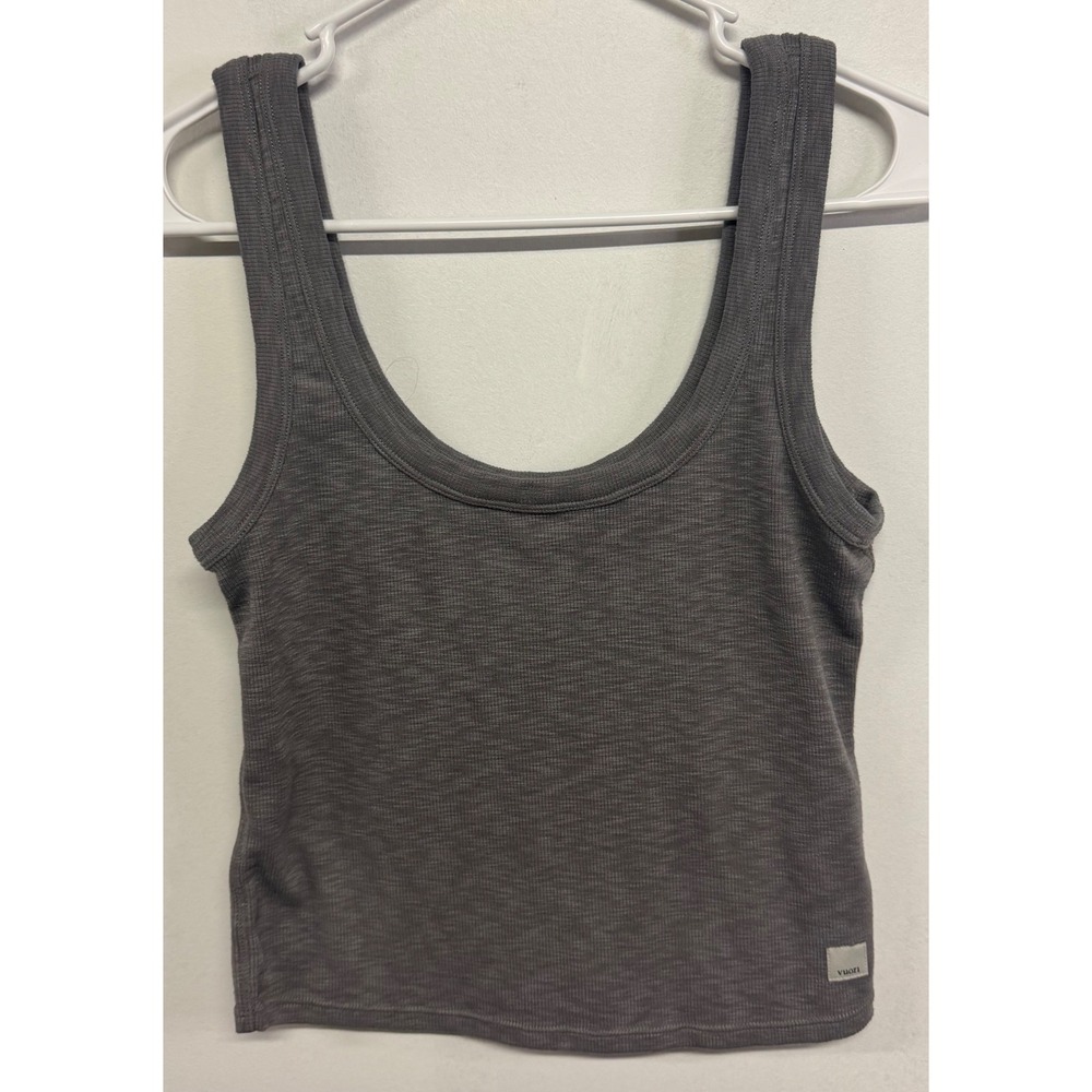 Vuori Womens Ribbed Scoop Neck Tank Top Charcoal Gray Heather Size Small